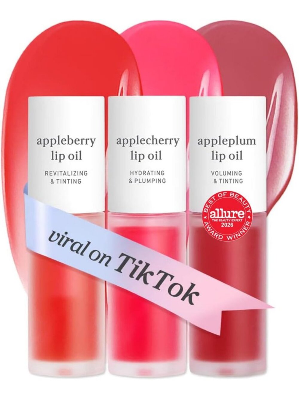 Korean Lip Oil Set - Appleberry, Applepeony & Appleplum - Hydrating Lip Gloss
